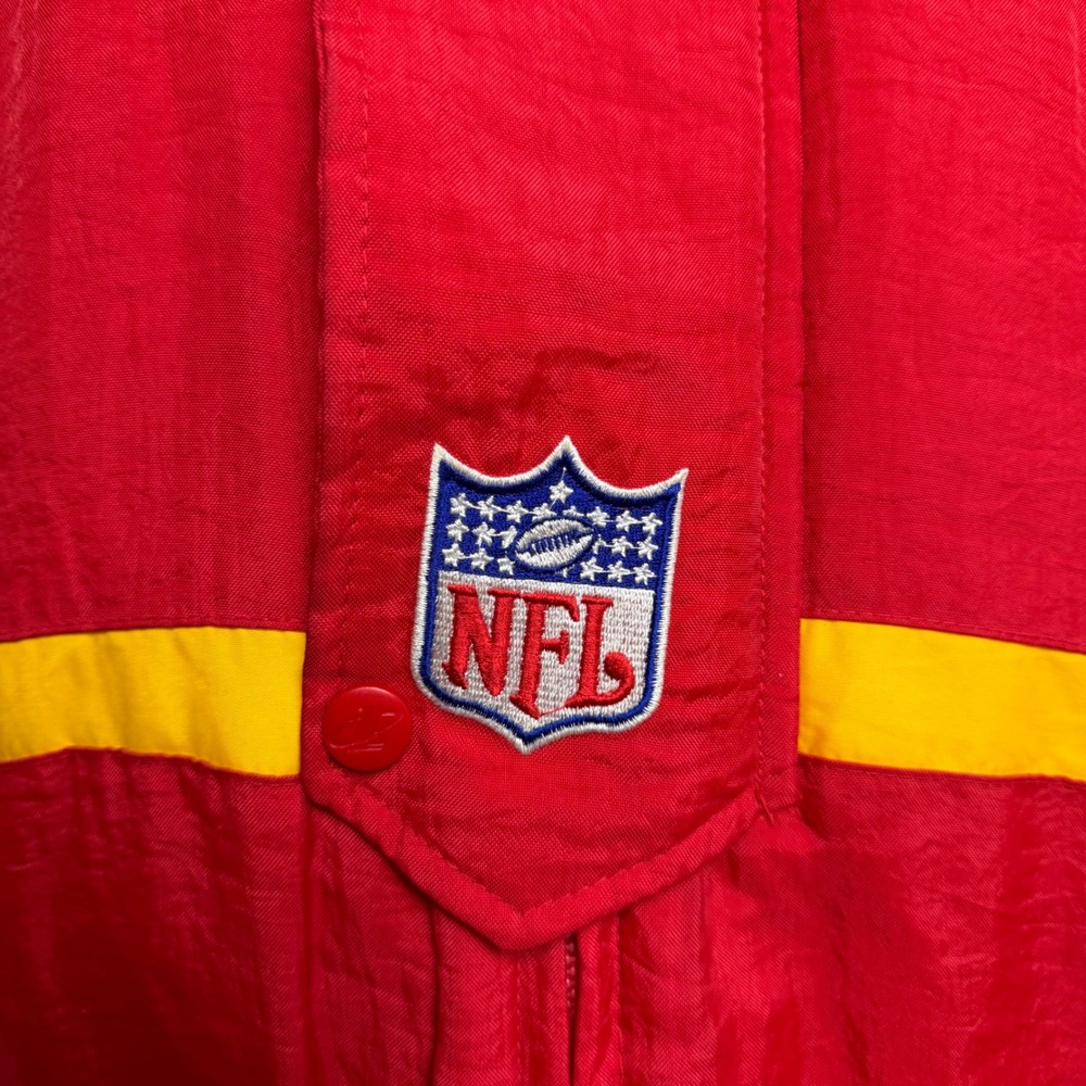 Vintage 90s Kansas City Chiefs Logo Athletic NFL Puffer Jacket Red Black Sz 2XL - Picture 5 of 13